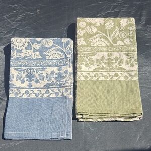 8 Each! Floral Patterned Kitchen Towels - Blue Or Green